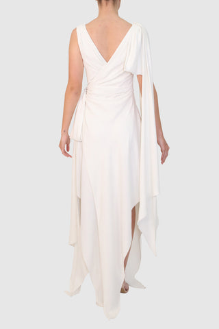 Wrap Dress with Four Slits and Plunging Neckline