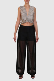 Mid-Waist Mesh Sheer Pants