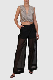 Mid-Waist Mesh Sheer Pants