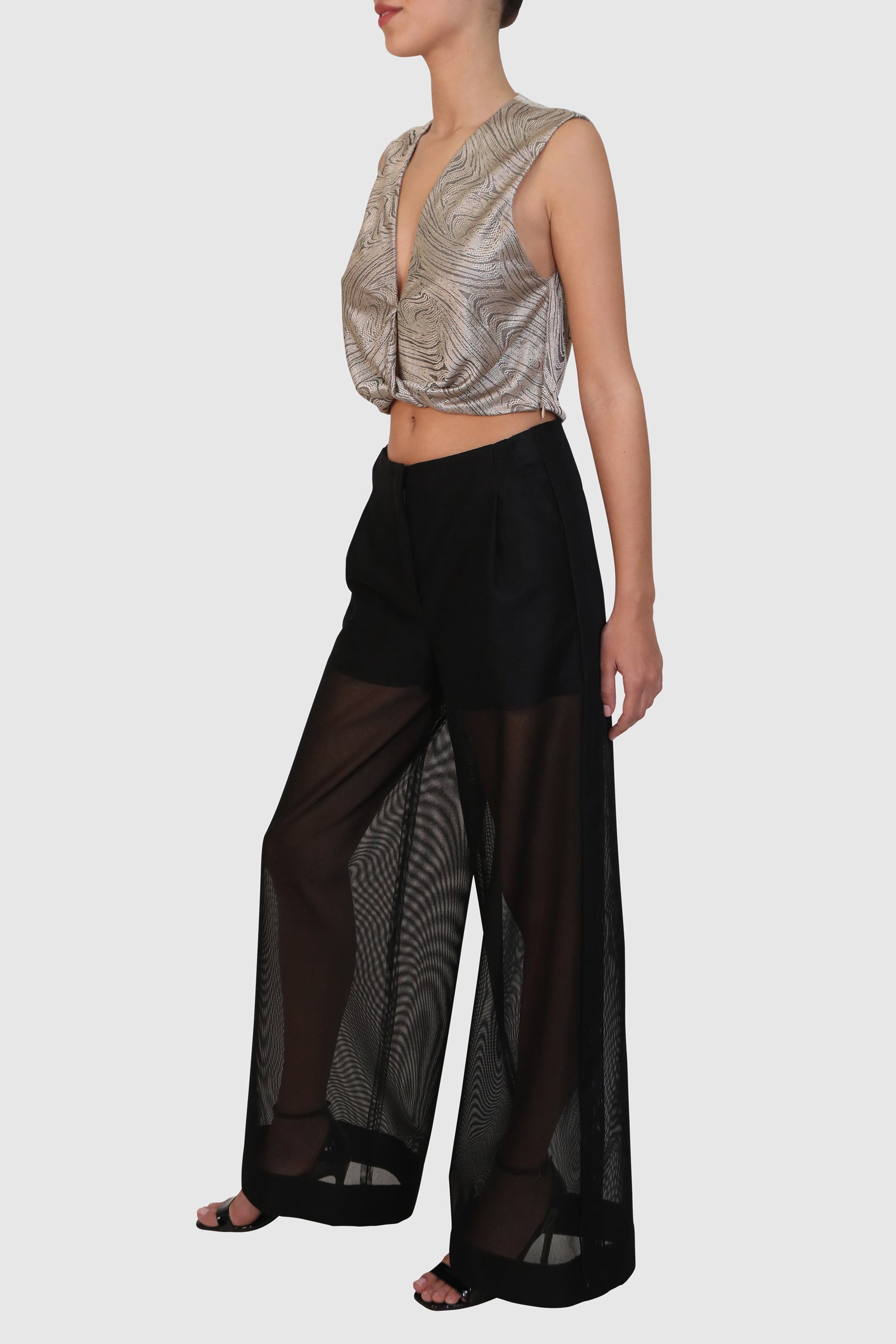 Mid-Waist Mesh Sheer Pants