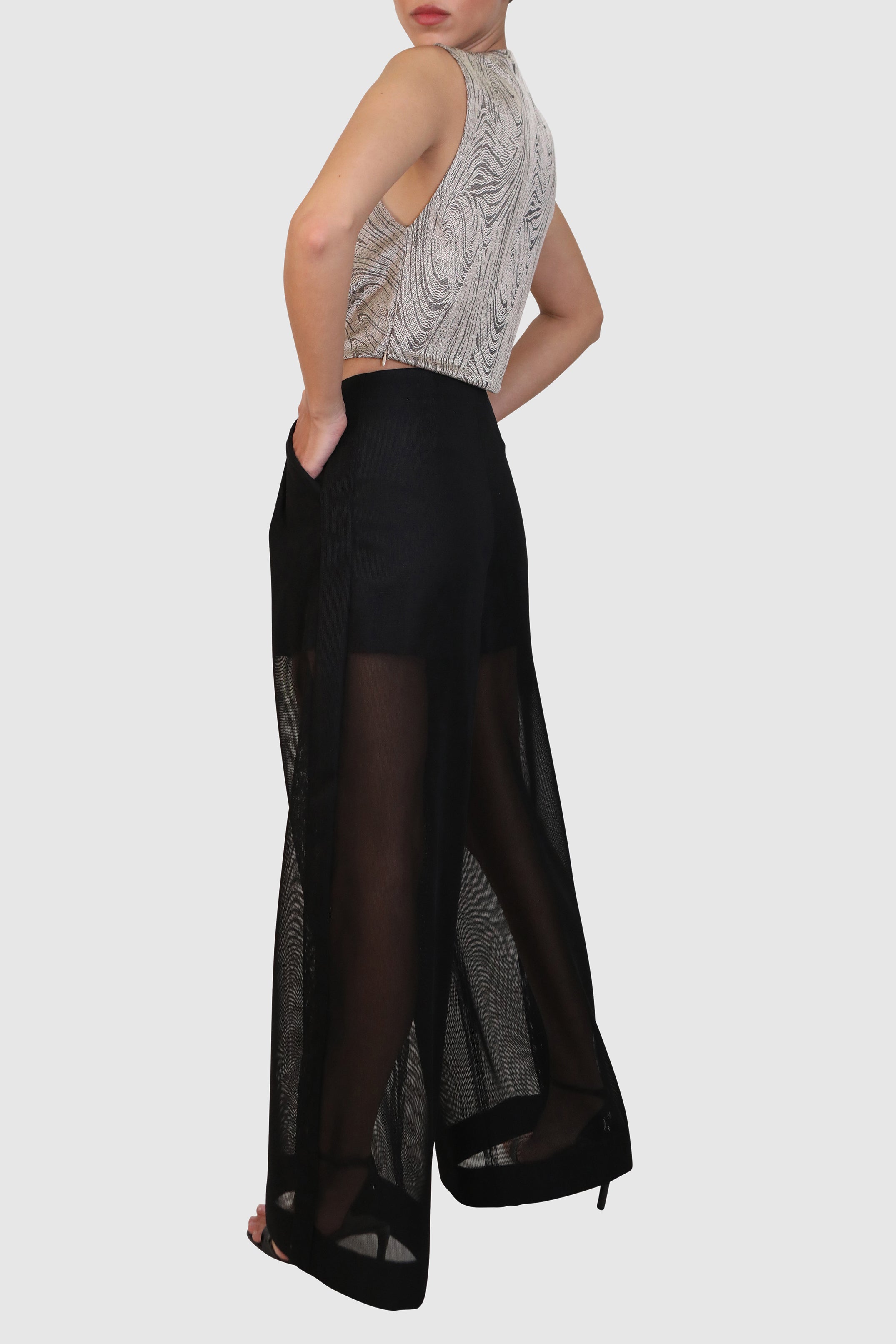 Mid-Waist Mesh Sheer Pants