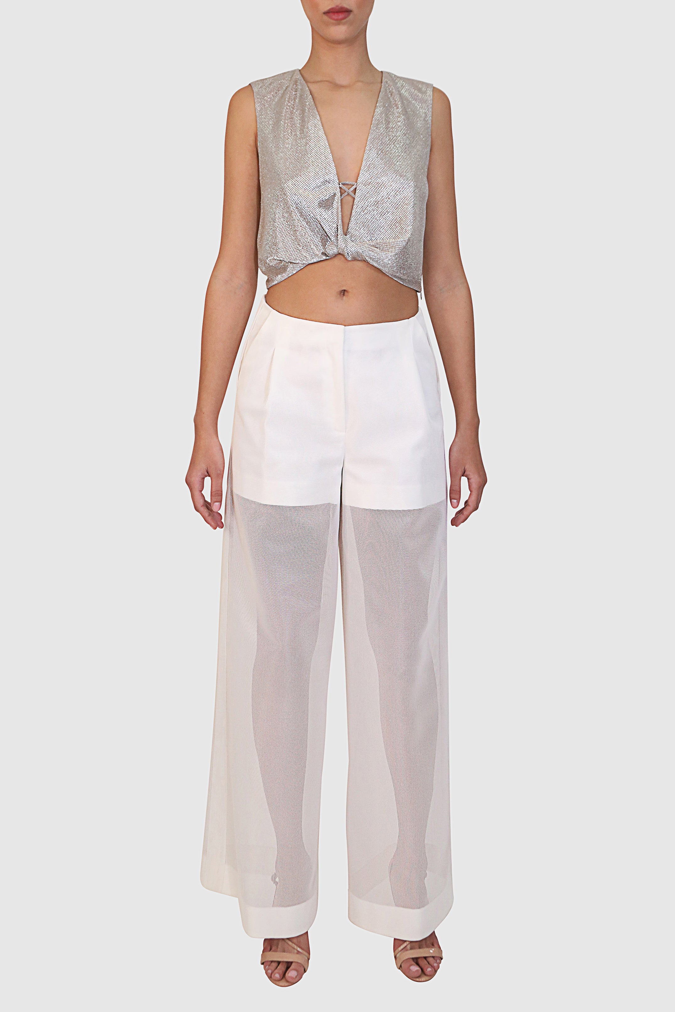 Mid-Waist Mesh Sheer Pants