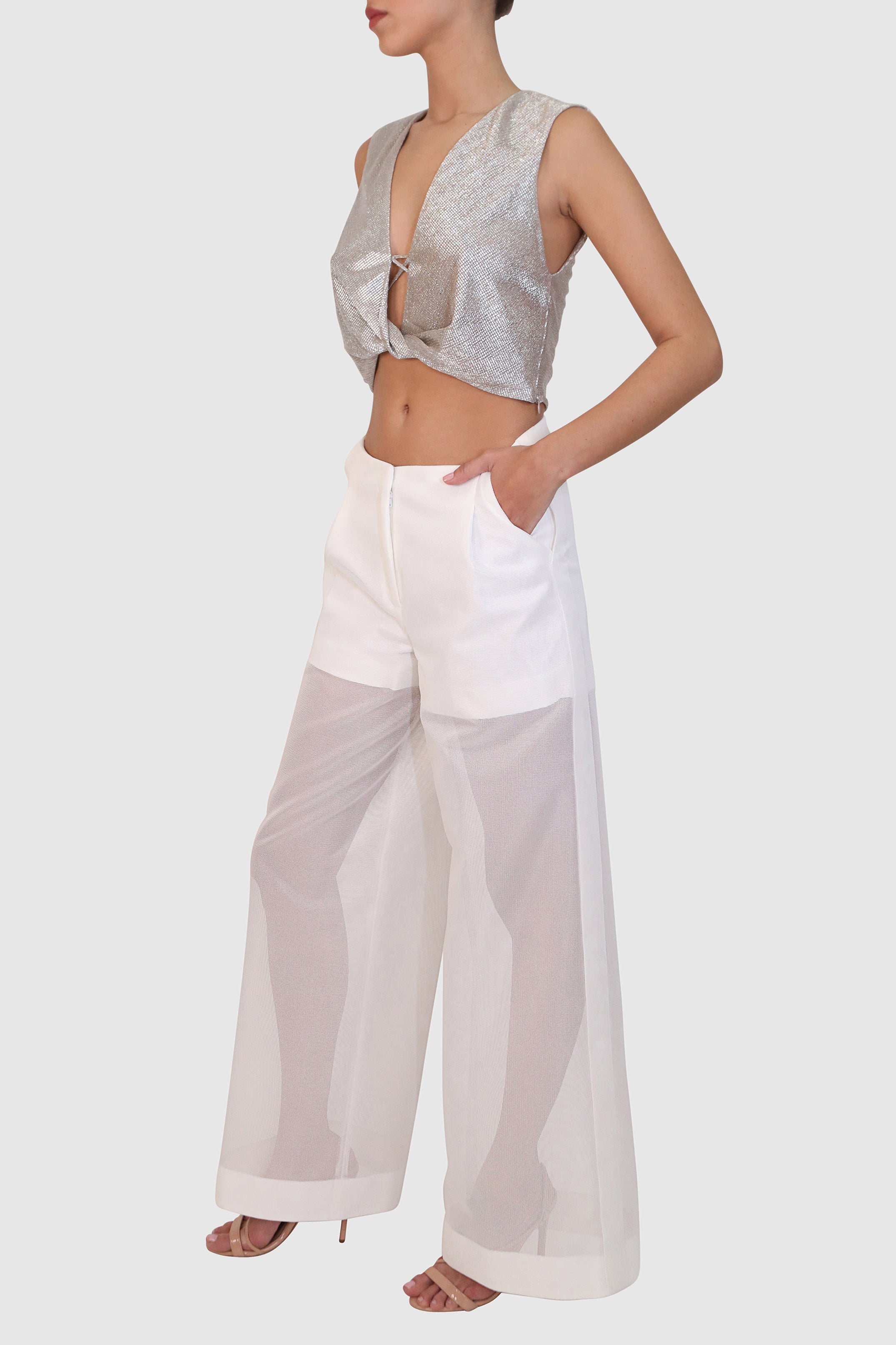 Mid-Waist Mesh Sheer Pants