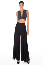 Pleated chiffon pants