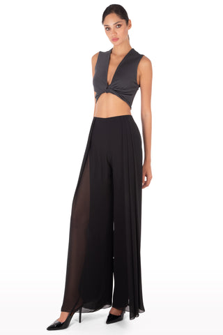 Pleated chiffon pants