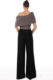 Off-Shoulder Textured Top with Floral Detail