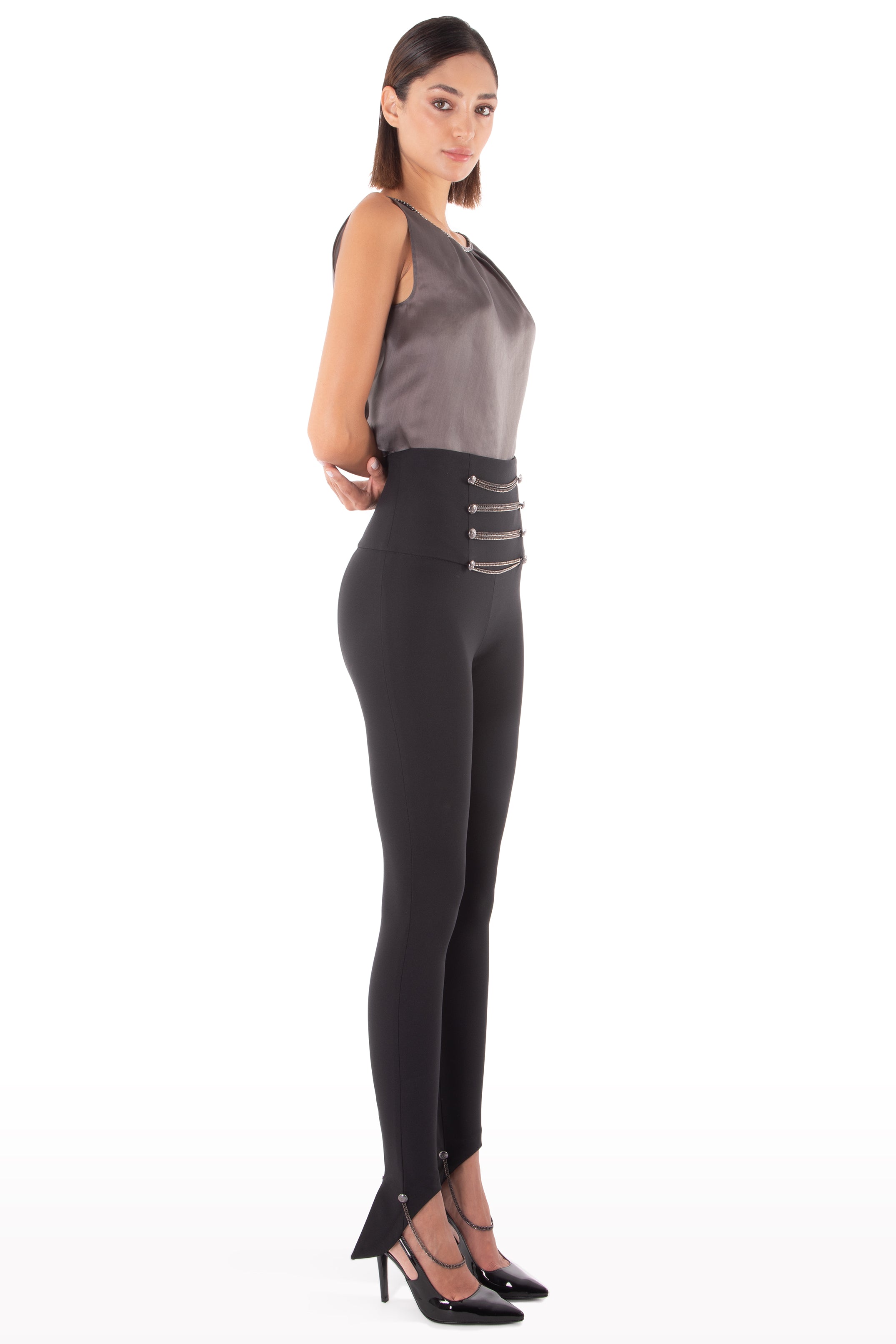 Slim-Fit Pants with Chains