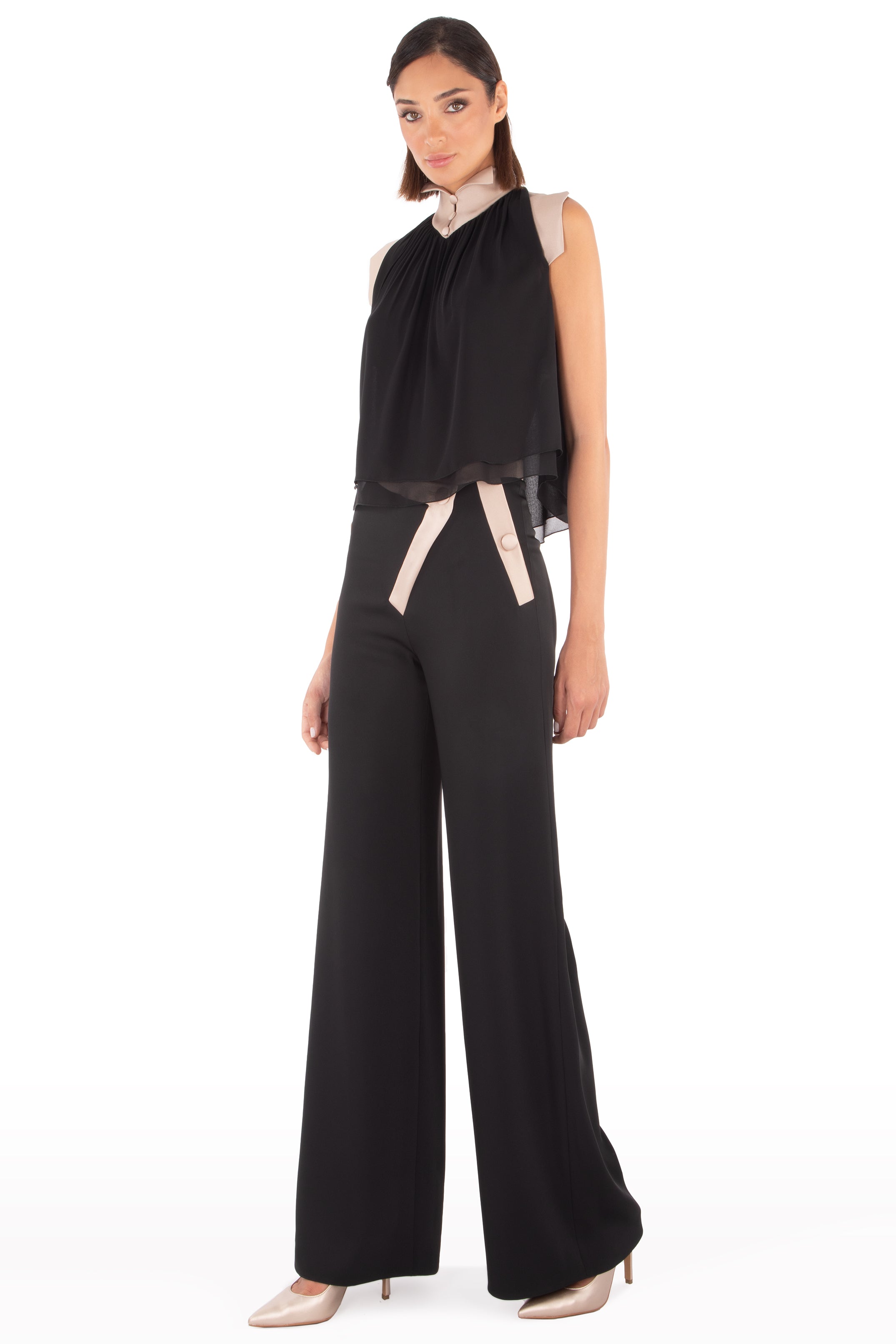 Two-tone chiffon pants