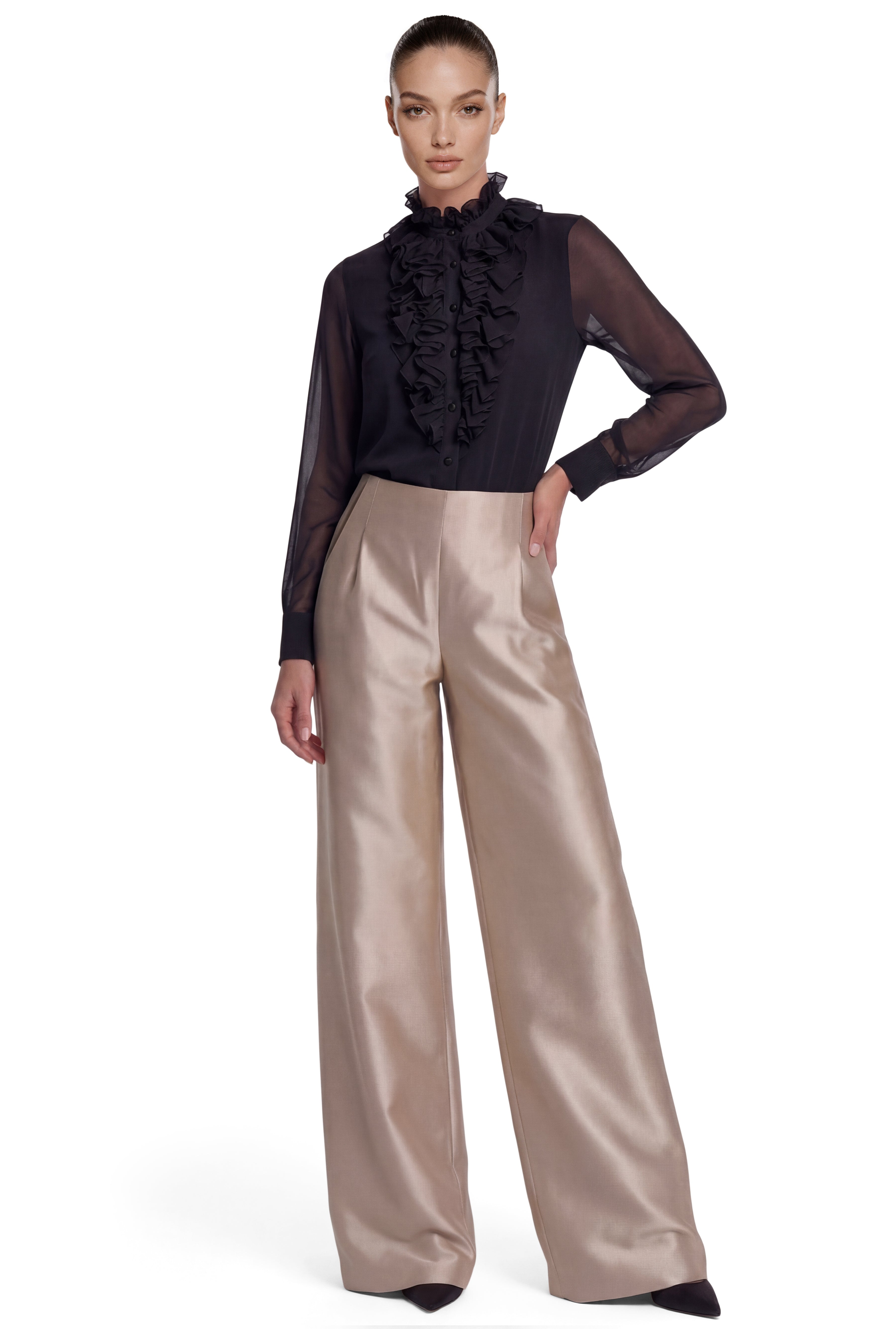 Sheer Ruffled Blouse