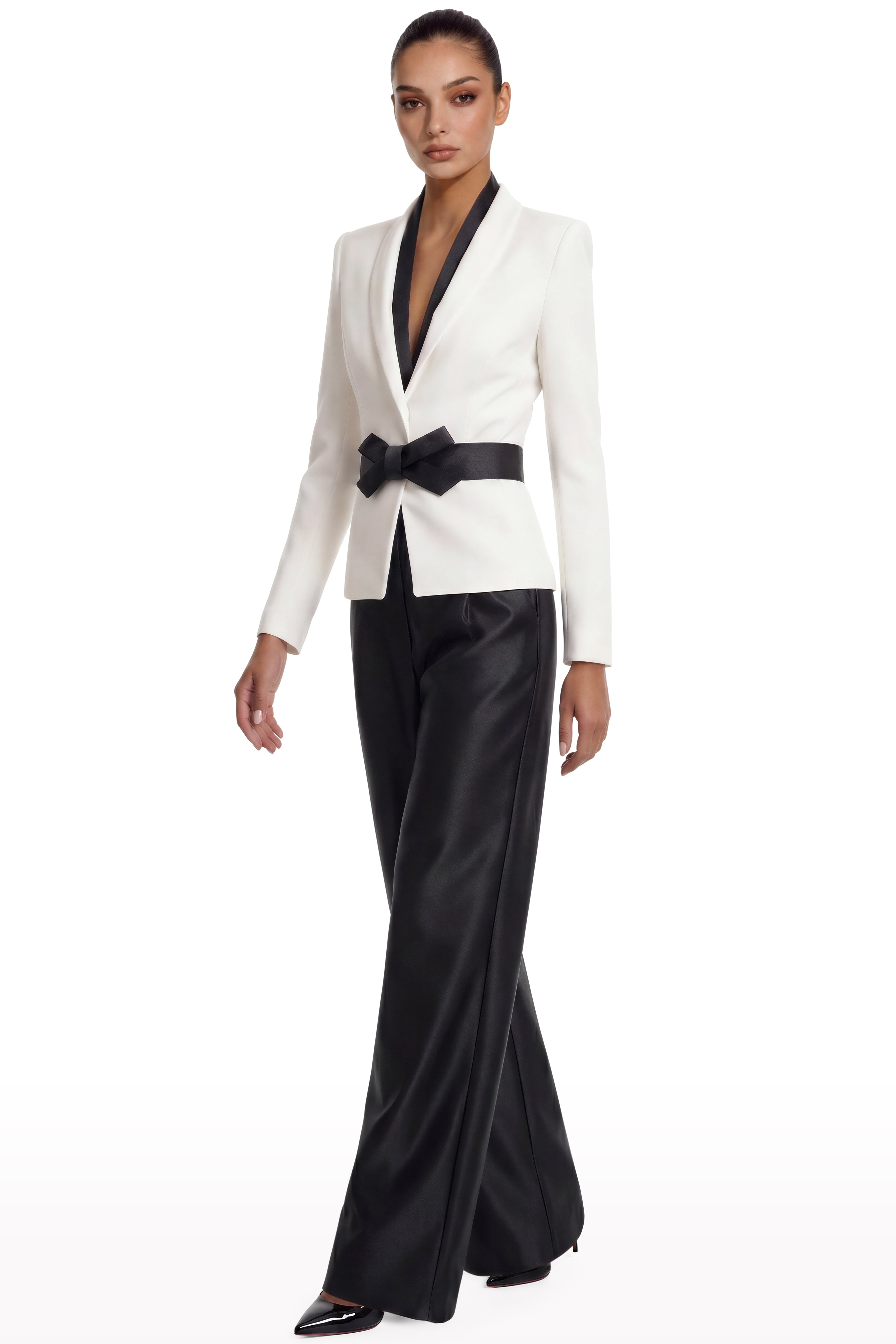 Contrast Belt Pant Set