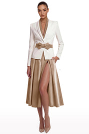 Sculpted Jacket & Satin Skirt Set