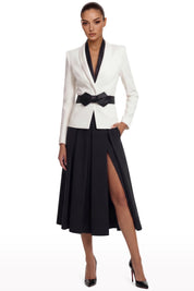 Sculpted Jacket & Satin Skirt Set