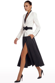 Sculpted Jacket & Satin Skirt Set