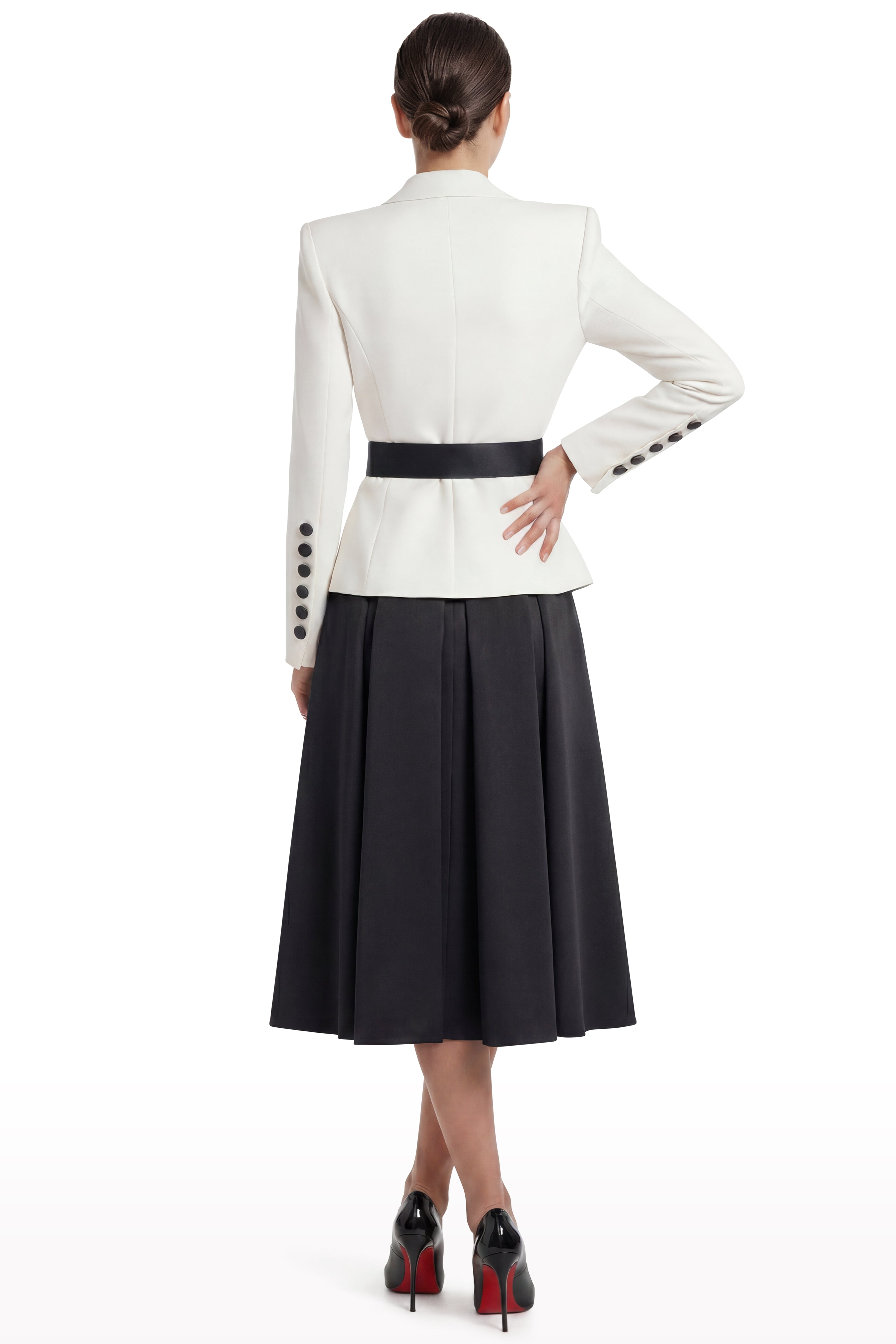 Sculpted Jacket & Satin Skirt Set