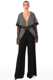 Textured Belted Cape Jacket