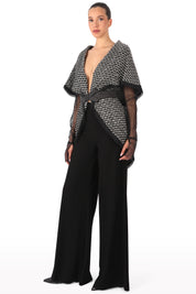 Textured Belted Cape Jacket