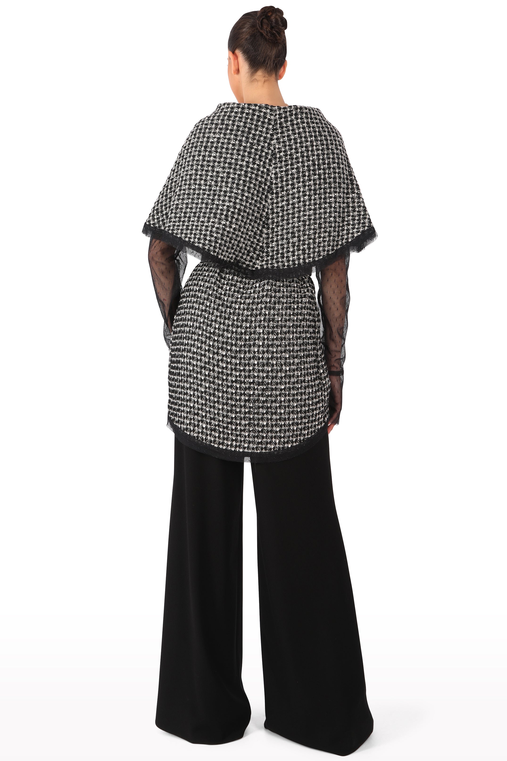 Textured Belted Cape Jacket