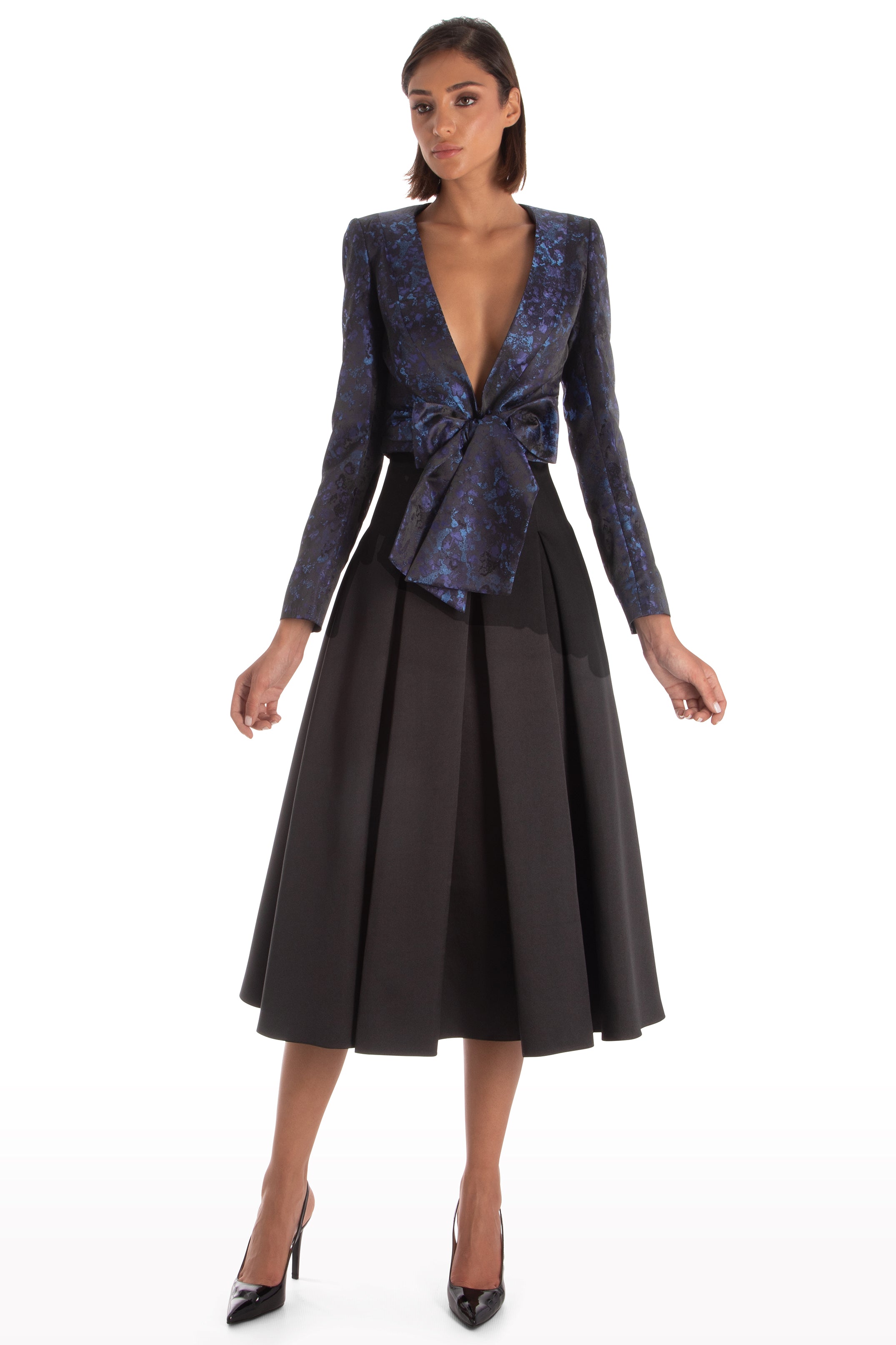 Brocade Satiné Jacket with Tied Waist