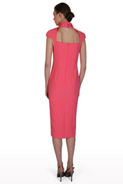 Asymmetric Button Crepe Dress