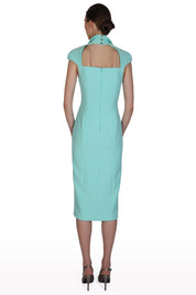 Asymmetric Button Crepe Dress