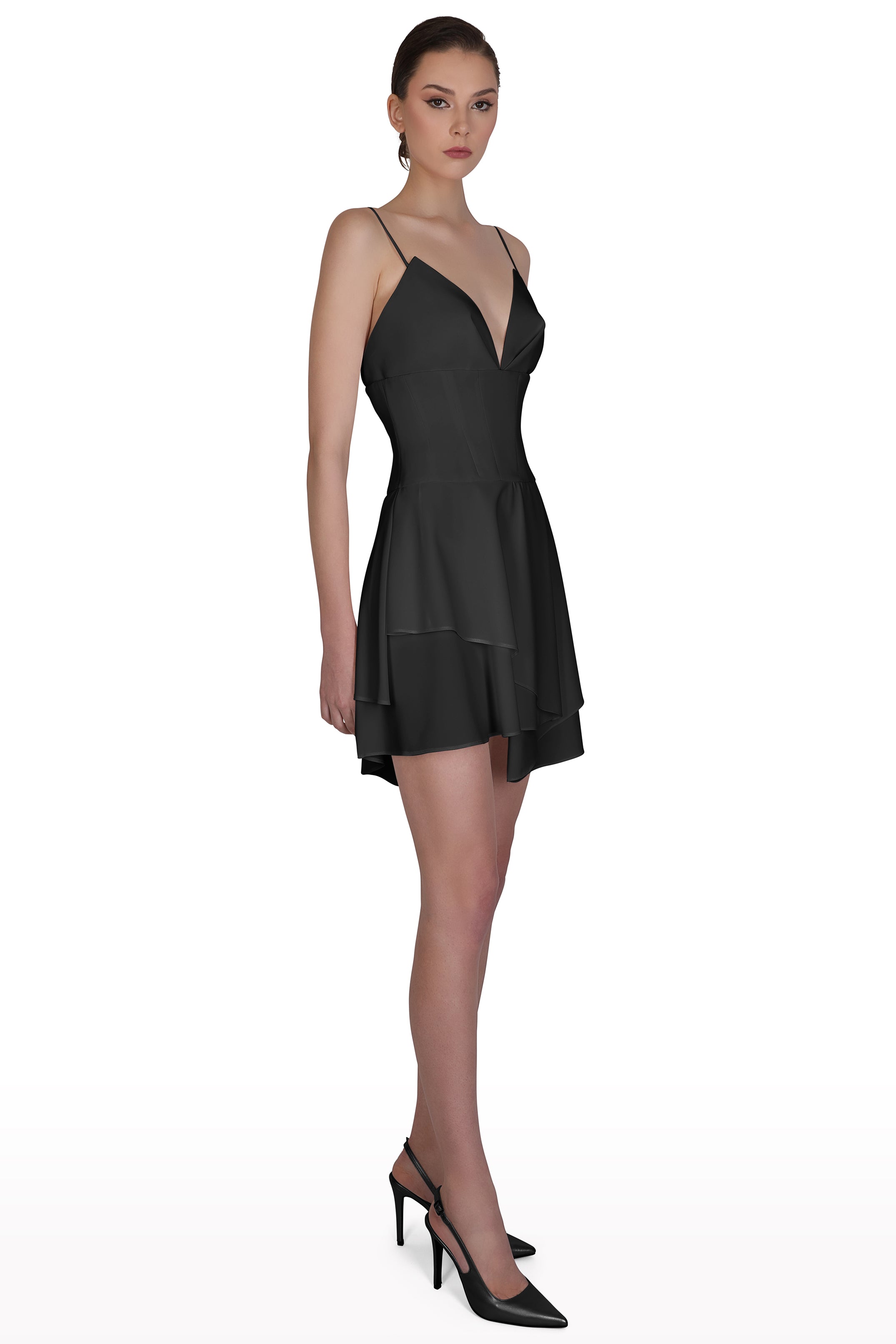Plunged Mini Dress