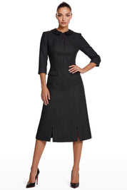 Tailored Midi Dress with Structured Collar