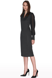 Pleated Sleeved Midi Dress