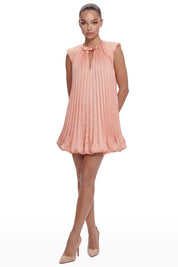 Pleated Mini Dress with Bow Detail