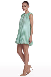 Pleated Mini Dress with Bow Detail