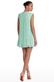 Pleated Mini Dress with Bow Detail