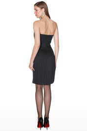 Pleated Strapless Short Dress