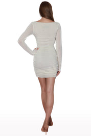 Ruched Long Sleeve Mini Dress