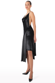 Draped Satin Asymmetric Dress