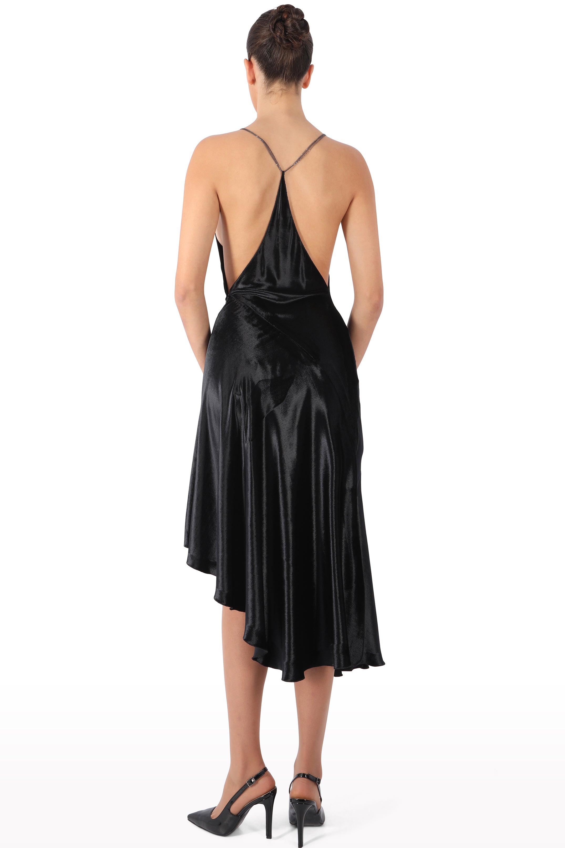 Draped Satin Asymmetric Dress