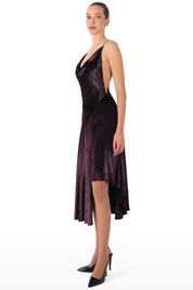 Draped Satin Asymmetric Dress