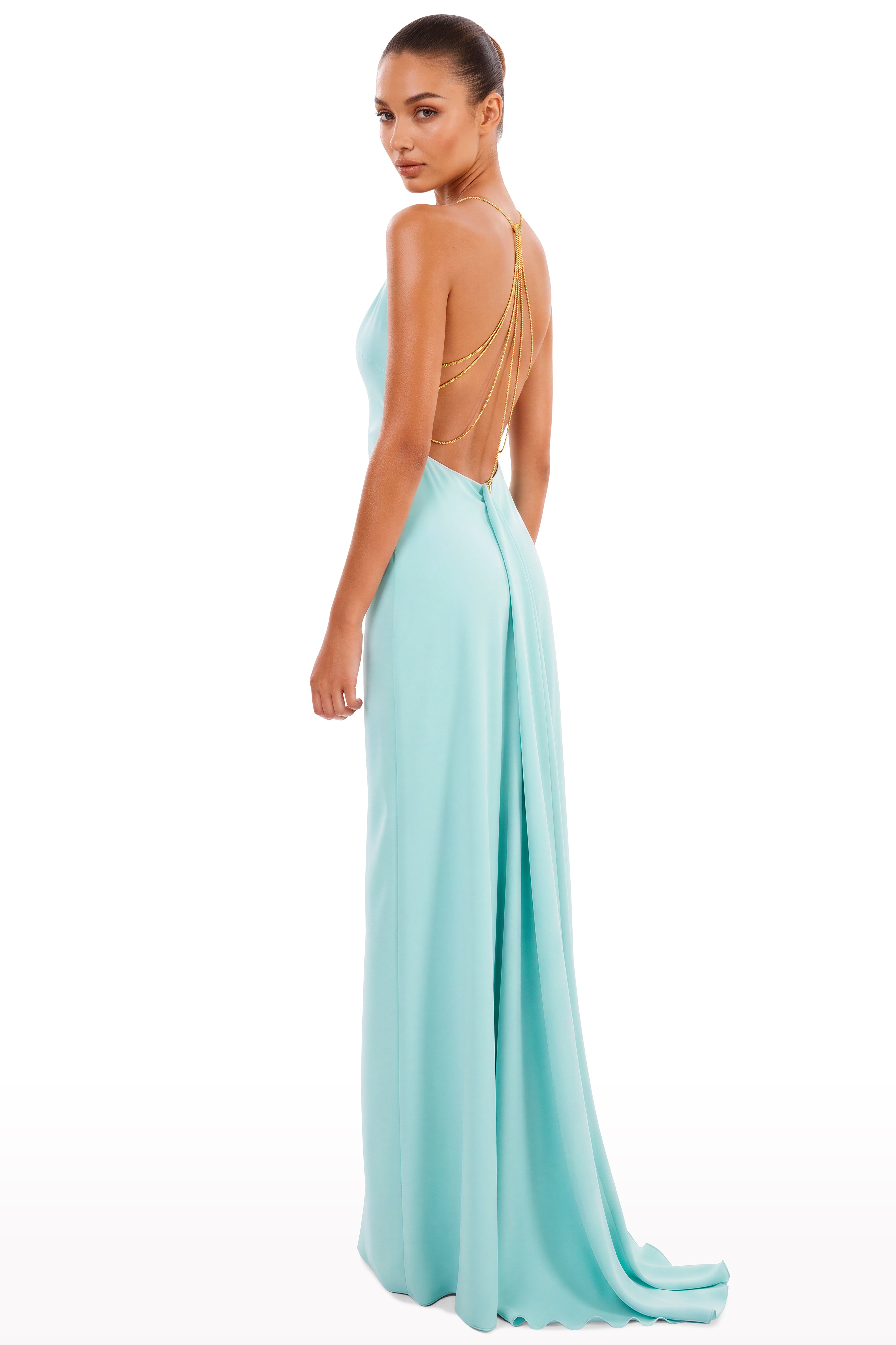 Plunged Dress with Gold Plated Buttons