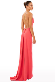 Plunged Dress with Gold Plated Buttons