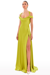 Halter-style satin dress