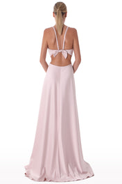 Cut-out satin long dress