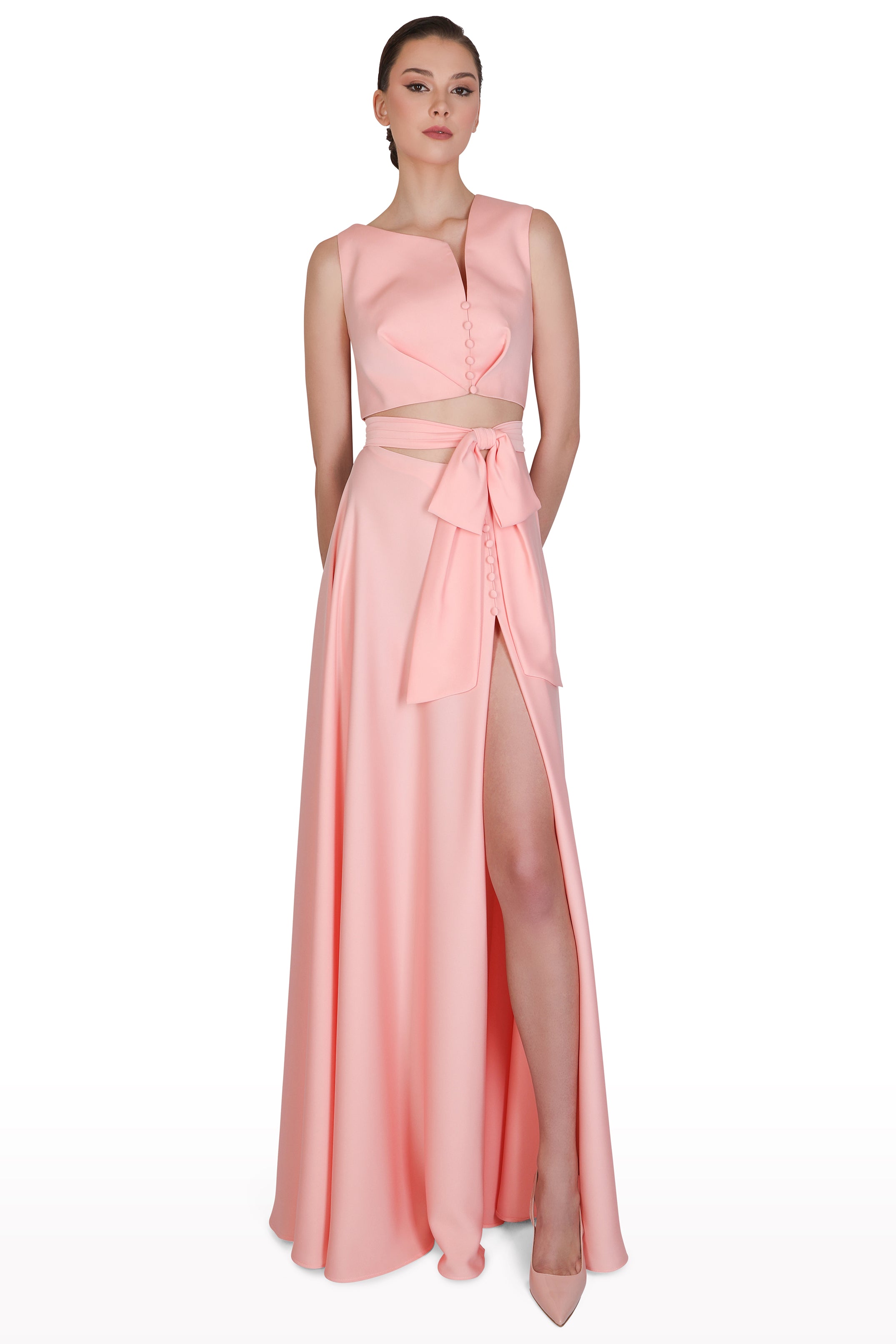 Cut-Out Bow Dress Yellow / 44