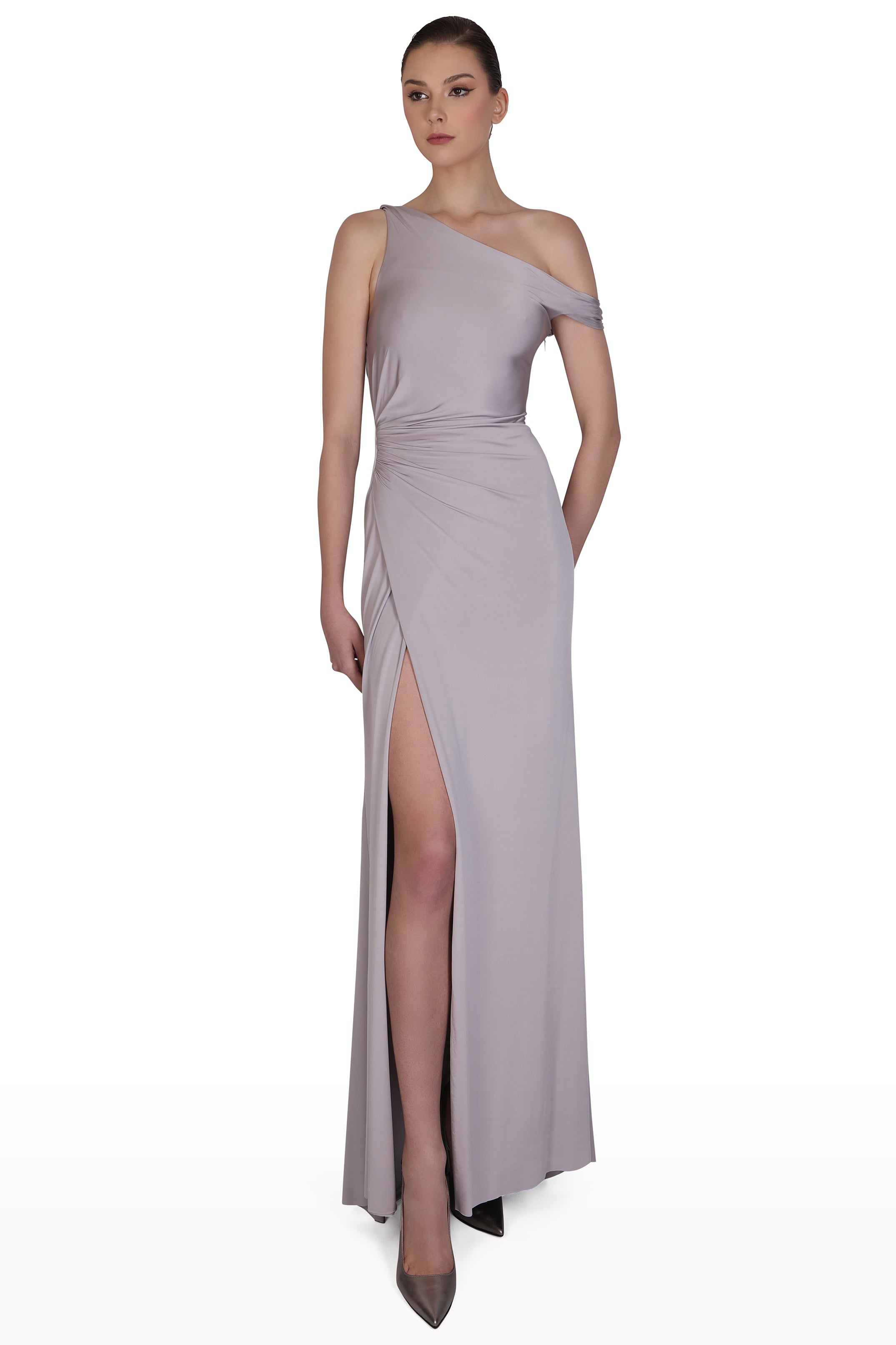 Draped One-Shoulder Dress