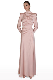 High-Neck Satin Gown