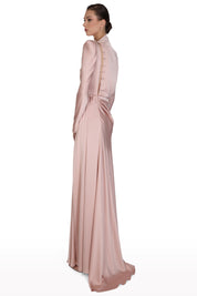 High-Neck Satin Gown