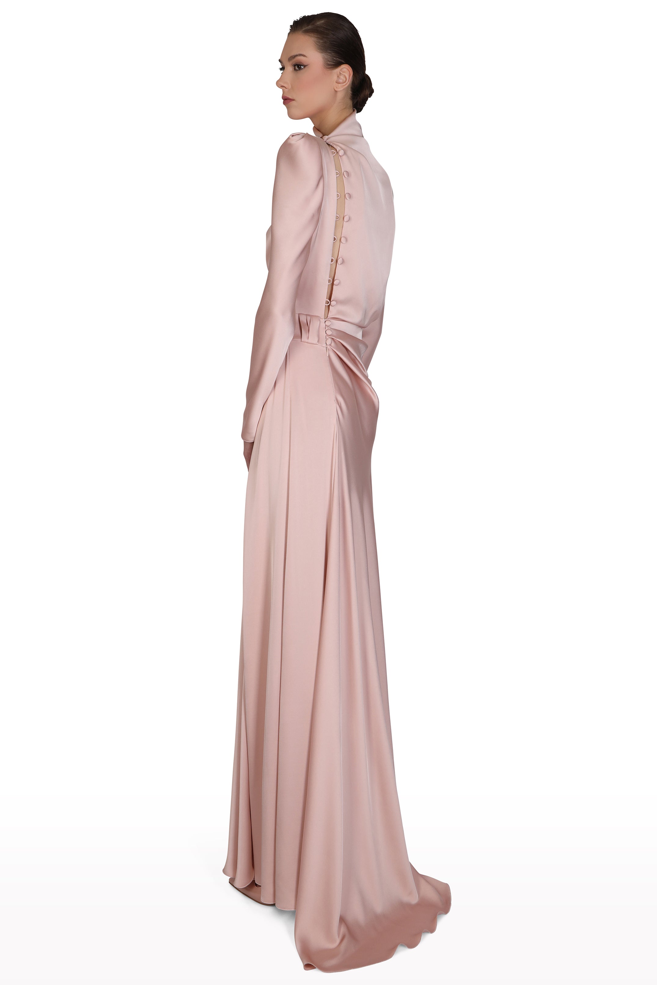 High-Neck Satin Gown
