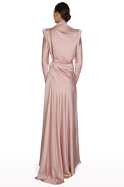 High-Neck Satin Gown