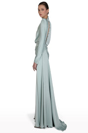 High-Neck Satin Gown