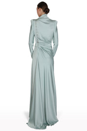 High-Neck Satin Gown