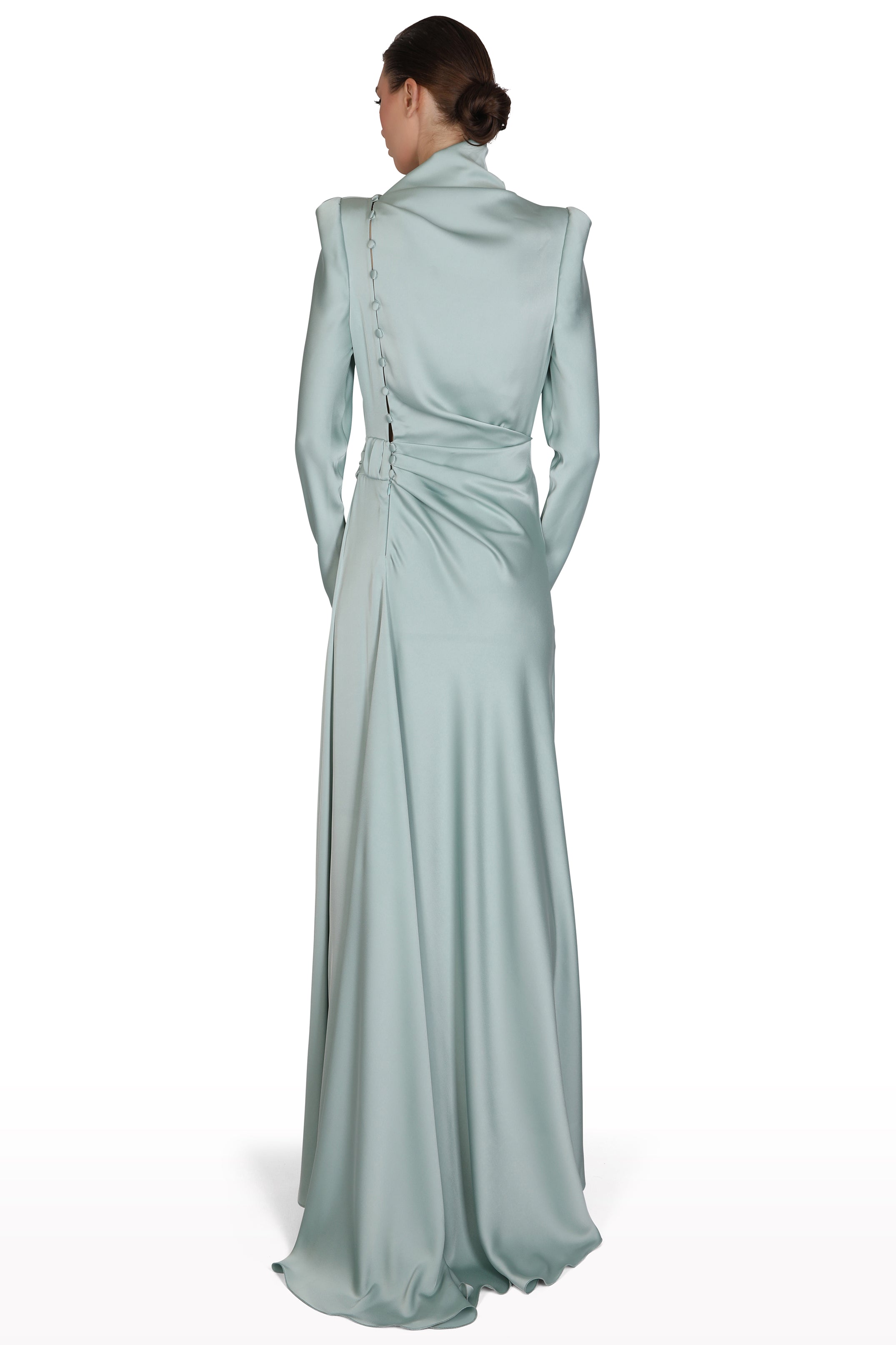 High-Neck Satin Gown