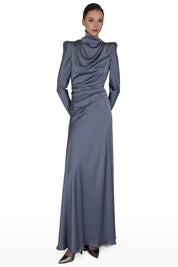 High-Neck Satin Gown