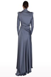 High-Neck Satin Gown